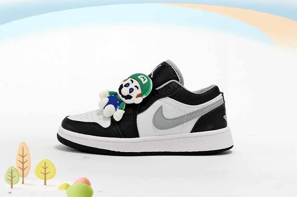 Youth Running Weapon Air Jordan 1 Black/White Shoes 0693